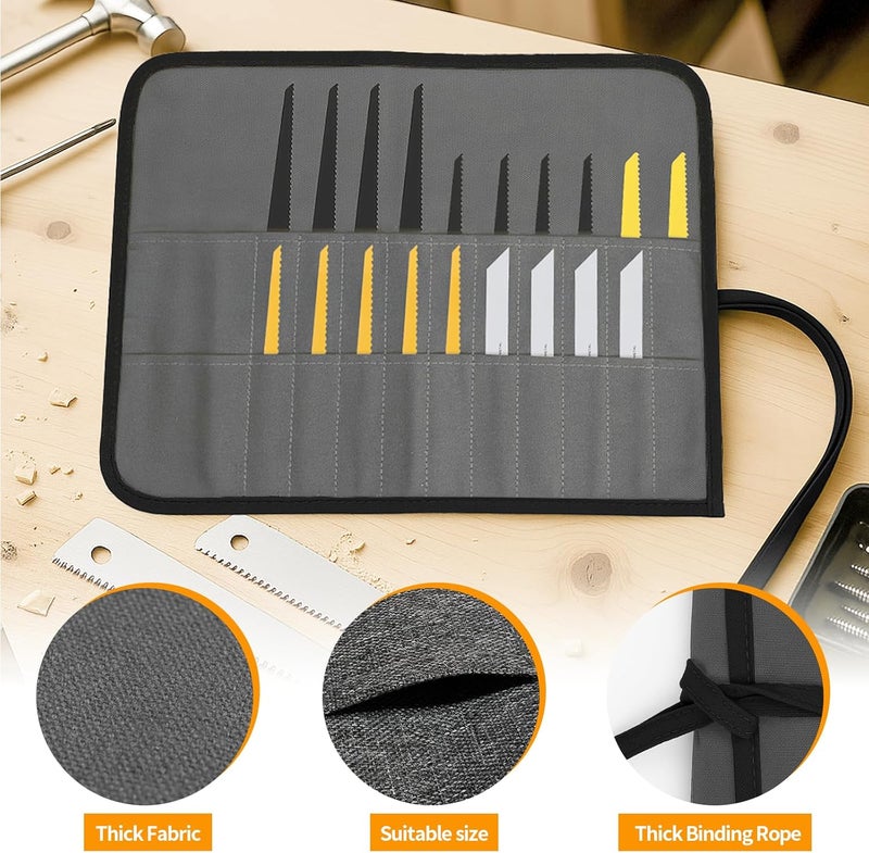 JCWPVA Portable Saw Blade Storage Case - Durable Grey Fabric Holder for Reciprocating, Jigsaw & Wood Pruning Blades - Compact & Lightweight for DIY, Contractors & Professionals (Case Only) - Image 5